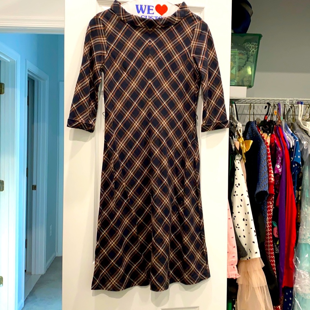 L.L. Bean Plaid Dress - Black, White, Tan